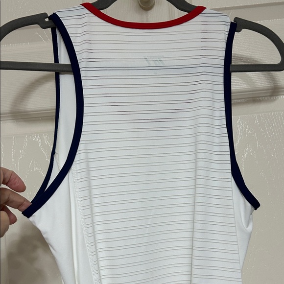 Tail White Mini Dress Tennis Apparel with Red and Blue Trim and Adjustable Belt - Picture 6 of 8